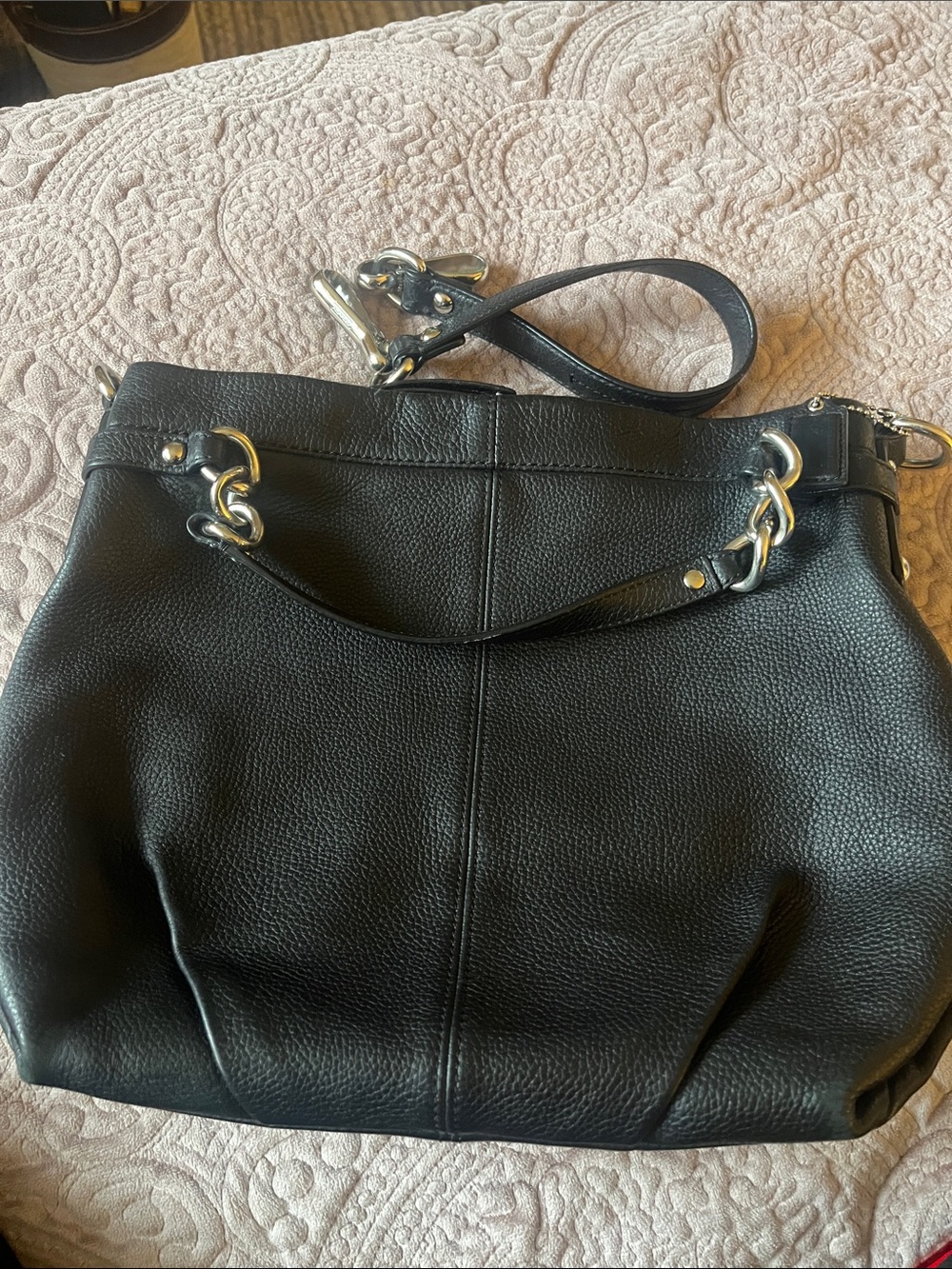 Coach Brooke Black Pebbled Leather Hobo Bag with silverTone Hardware EUC Y2K